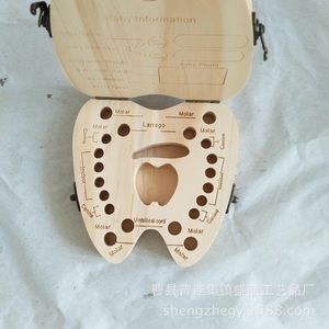Handmade wood kids first teeth collect box